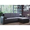 Диван угловой правый Ванкувер (03) экокожа черная/велюр серый