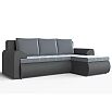 Диван угловой правый Ванкувер (03) экокожа черная/велюр серый
