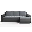 Диван угловой правый Ванкувер (03) экокожа черная/велюр серый