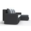 Диван угловой правый Ванкувер (03) экокожа черная/велюр серый