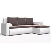 Диван угловой правый Ванкувер (05) экокожа белая/велюр коричневый