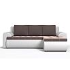 Диван угловой правый Ванкувер (05) экокожа белая/велюр коричневый
