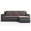 Диван угловой правый Ванкувер (07) экокожа черная/велюр коричневый