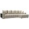Диван угловой с декором и полкой Лига-050 НПБ Велюр NESS 04 бежевый