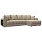 Диван угловой с декором и полкой Лига-050 НПБ Велюр SEVEN 729 бежевый