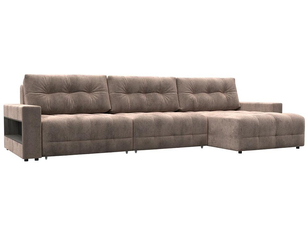 

Диван угловой с полками Лига-053 НПБ Лонг Велюр TOWER 05 бежевый