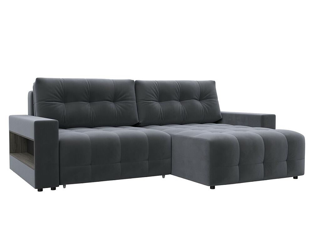 

Диван угловой с полками Лига-053 НПБ Велюр SEVEN 17 серый