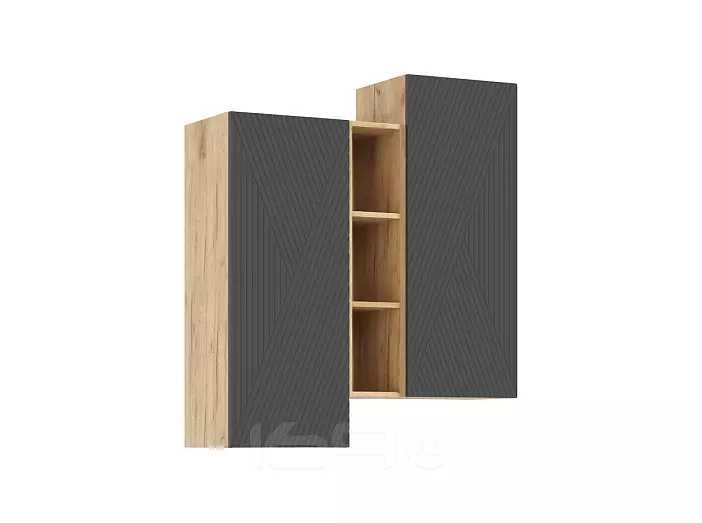 Флэш Шкаф подвесной комбинированный (Браш Графит, Дуб Крафт)