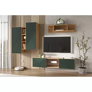 Флэш Шкаф подвесной комбинированный (Браш Мени Грин, Дуб Крафт)