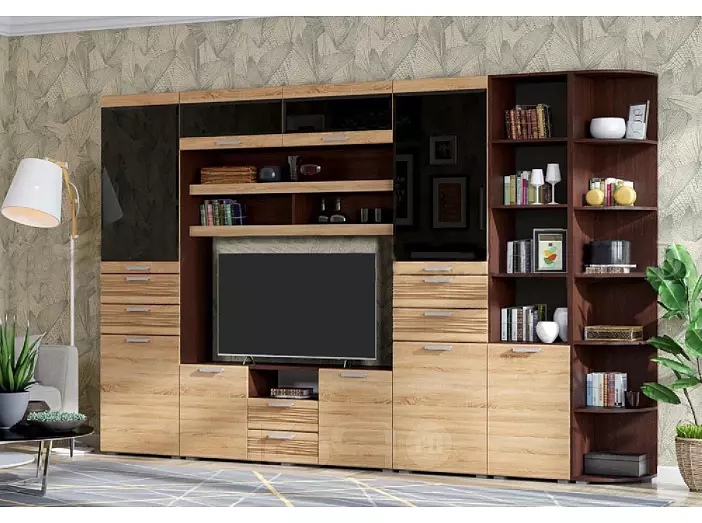 Гостиная Асти Вариант №4 (Дуб сонома, венге)