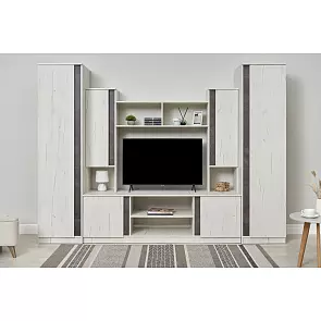 Гостиная Атлантида 5 (Дуб Крафт Белый/Бетон Темный, Дуб Крафт Белый)