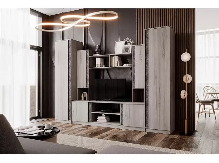 Гостиная Атлантида 5 (Дуб Крафт серый/Бетон Темный, Дуб Крафт серый)