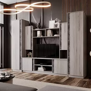 Гостиная Атлантида 5 (Дуб Крафт серый/Бетон Темный, Дуб Крафт серый)