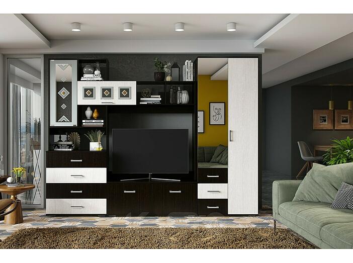 Гостиная Белла (гостиная) (Дуб беленый/Венге, Венге)