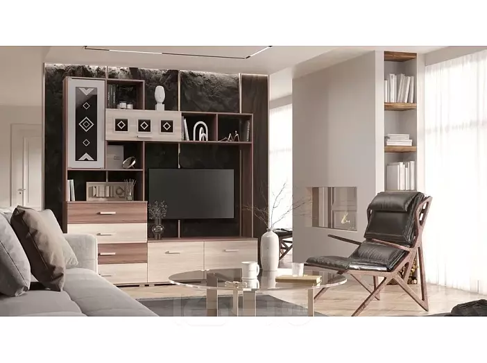 Гостиная Белла (гостиная) (Ясень шимо светлый/Ясень шимо темный, Ясень шимо темный)