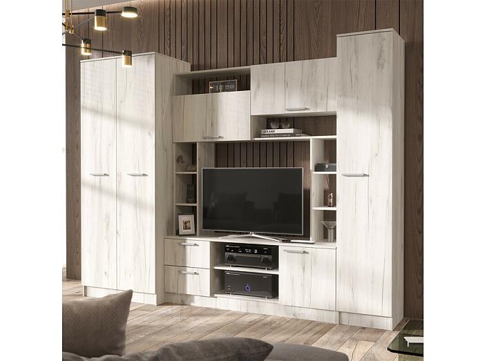 Гостиная Флора (без зеркала) (Дуб Крафт Белый, Дуб крафт белый)