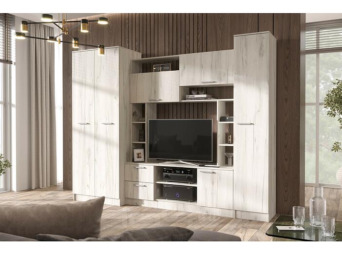 Гостиная Флора (без зеркала) (Дуб Крафт Белый, Дуб крафт белый)