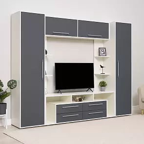 Гостиная Гармония  (Графит Софт NEW, Белый)