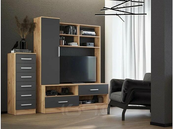 Гостиная Мартина центральная секция (Графит, Дуб Крафт)