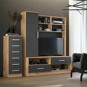 Гостиная Мартина центральная секция (Графит, Дуб Крафт)