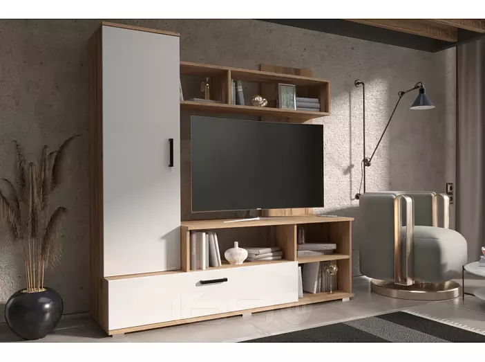 Гостиная Мини (Белый Глянец, Дуб Крафт)