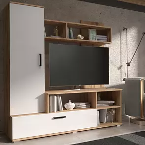 Гостиная Мини (Белый Глянец, Дуб Крафт)