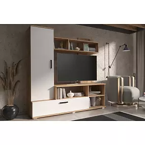 Гостиная Мини (Белый Глянец, Дуб Крафт)