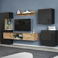 Гостиная POINT ТИП-70 Дуб Вотан/Чёрный глянец 