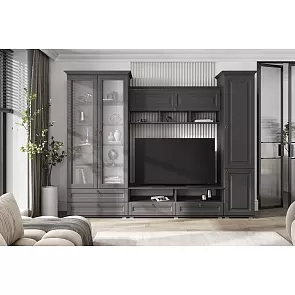 Гостиная Престиж 1 Вариант №1 (Графит структурный, Графит)