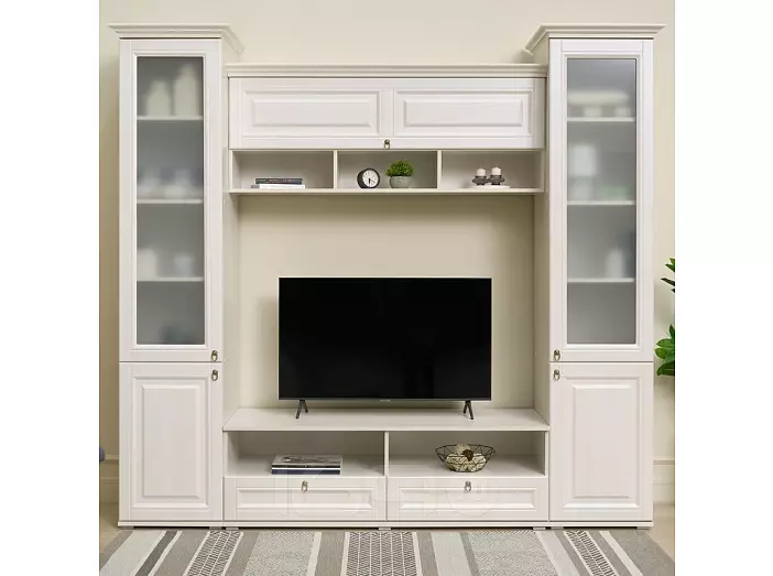 Гостиная Престиж 1 Вариант №2 (стекло) (Сандал светлый, сандал светлый)