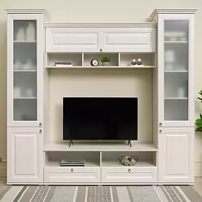 Гостиная Престиж 1 Вариант №2 (стекло) (Сандал светлый, сандал светлый)