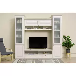 Гостиная Престиж 1 Вариант №2 (стекло) (Сандал светлый, сандал светлый)