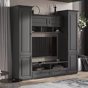 Гостиная Престиж 1 Вариант №4 (Графит структурный, Графит)