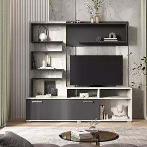 Гостиная Рица (Графит, Дуб Крафт Белый/Графит)