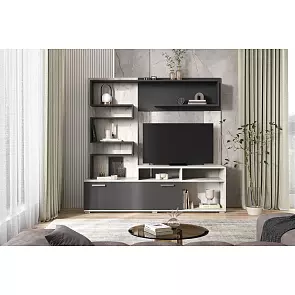 Гостиная Рица (Графит, Дуб Крафт Белый/Графит)