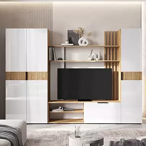 Гостиная Роджина (Белый глянец, Дуб крафт (КРОМКА ДУБ СОНОМА))