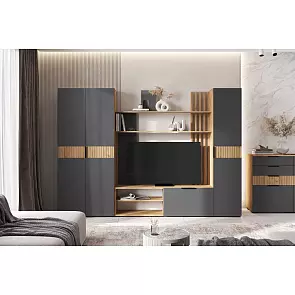 Гостиная Роджина (Графит, Дуб Крафт (КРОМКА ДУБ СОНОМА))