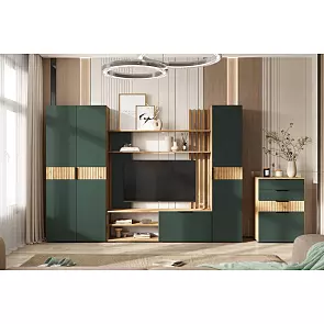 Гостиная Роджина (Изумрудный, Дуб крафт (КРОМКА ДУБ КРАФТ))