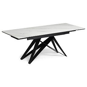Керамический стол Блэкберн 140(200)х80 белый мрамор snow white / черный