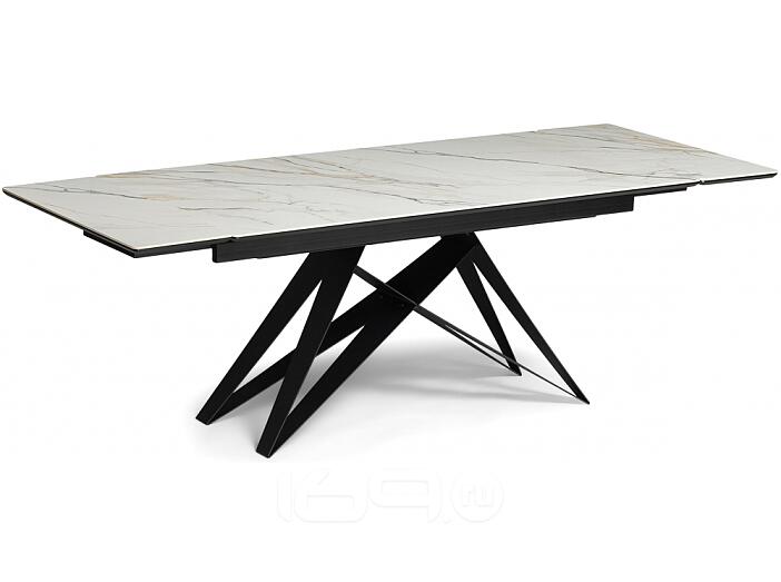 Керамический стол Блэкберн 160(220)х89 белый gilt white / черный
