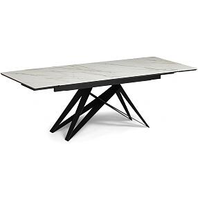 Керамический стол Блэкберн 160(220)х89 белый gilt white / черный