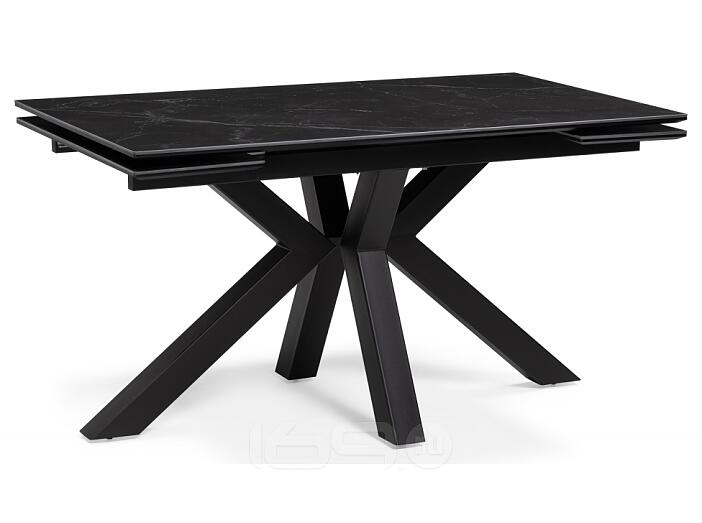 Керамический стол Бронхольм 140(200)х80х77 черный мрамор / черный