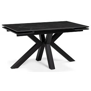 Керамический стол Бронхольм 140(200)х80х77 черный мрамор / черный