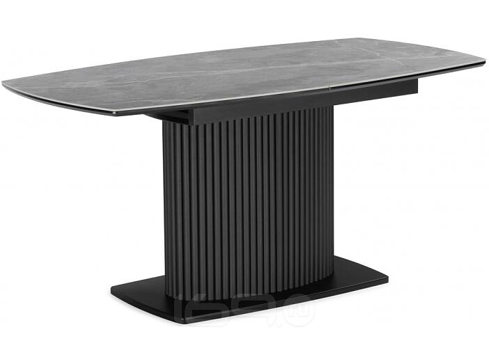 Керамический стол Фестер 160 (205) х 90 серый мрамор / пленка черная / ноги черные