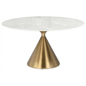 Керамический стол Jaklin 130x73 белый мрамор / сатинированное золото