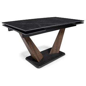 Керамический стол Кели 140(200)х80х76 черный мрамор / орех кантри / черный