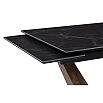 Керамический стол Кели 140(200)х80х76 черный мрамор / орех кантри / черный