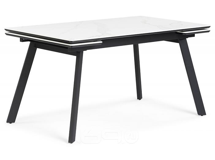 Керамический стол Норман 140(200)х80х75 белый мрамор alpin white / черный