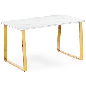 Керамический стол Селена 2 160х90х77 белый мрамор / золото