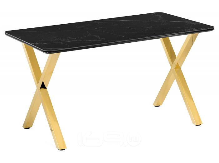 Керамический стол Селена 3 140х80 черный мрамор / золото